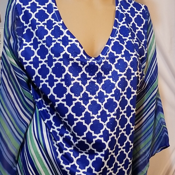 JM Collection 100%  Peasant Top Woman's Medium Blo - Picture 2 of 4